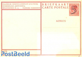 Postcard 5c on 7,5c, Molenreeks Nr. 13, Het Kalf