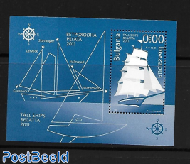 Tall ships s/s, blue print. Not valid for Postage.