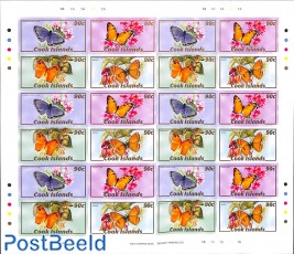 Complete Rare imperforated sheet Butterfly stamps