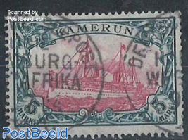 Kamerun, 5M, used Deutsche Seepost Hamburg-Westafrika, with attest Richter