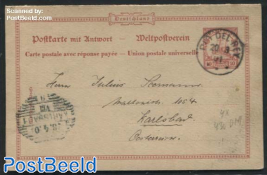 Kamerun, Reply Paid Postcard 10/10pf, used Rio del Rey