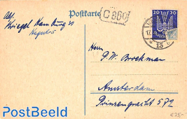 Postcard, overfranked with 20pf stamp
