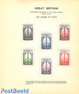 Privately printed coronation souvenirs 6v, The Sword of State