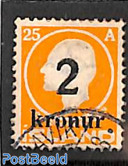 2kr on 25a, Stamp out of set
