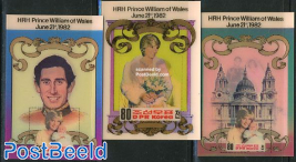 Birth of prince William 3 s/s, 3-D stamps