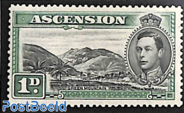 1p, Green/black, perf. 13.5, Stamp out of set