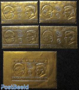Isle of Pabay, set gold stamps Churchill/Kennedy
