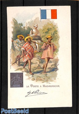 UPU postcard, post in Madagascar