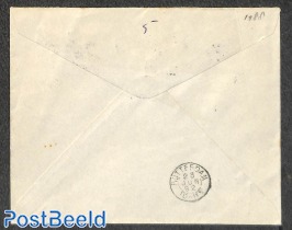 Registered letter to Rotterdam with 3x 25CENT overprints