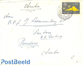 Letter from Curacao to Aruba with postmark: DR.A.PLESMAN LUCHTHAVEN