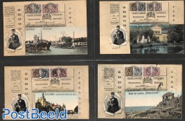 4 Dutch Postcards with stamp pictures