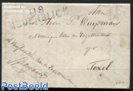 Letter from Medemblick (Postmark: II 8 Medenblick) to Texel