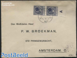 A pair of syncopated perforations nvhp no. R27 on a cover to Amsterdam