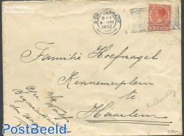 Cover from The Hague to Haarlem with nvph no.R65. Syncopated perforations.