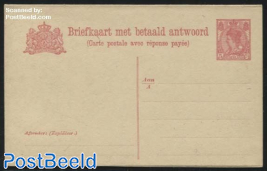 Reply Paid Postcard 5c, Red Wide lines, Yellow paper