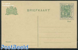 Postcard Zeven en een halve cent on 3c green, Yellow paper