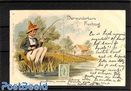 Comic postcard with Newfoundland stamp pictured