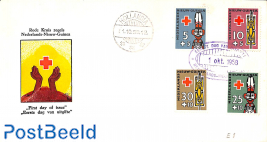 Red cross 4v, FDC without address