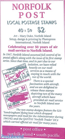 Aeroplanes, local mail booklet