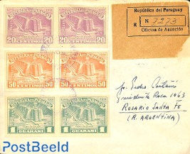 Registered letter with imperforated lighthouse stamps