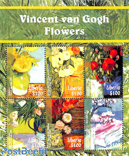 Van Gogh flower paintings 6v m/s