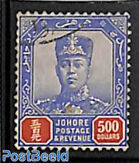 Johore, $500, (Fiscally) used