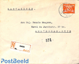 Registered letter from SNEEK to Amsterdam
