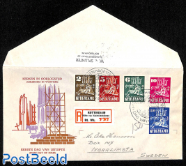 Churches in wartime 5v, FDC, open flap, registered mail