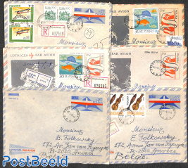 Lot with 6 used Airmail covers