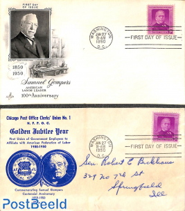Samuel Gompers, 2 different FDC's