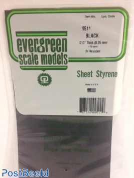 Evergreen Smooth Plate 152x292mm - Black 0.25mm thick - 4 Sheets