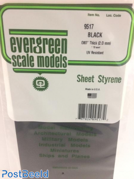 Evergreen Smooth Plate 152x292mm - Black 2.0mm thick - 1 Sheet