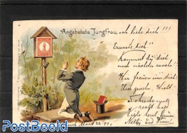 Comic postcard with Virgin stamp pictured