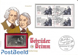 Cover Grimm Brothers with stamps+ silver token