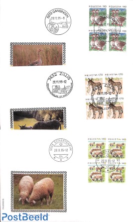 Domestic animals 3v, FDC [+] (3 covers)