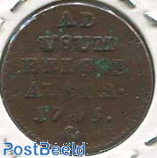 Austrian Netherlands, 1 Oord / Liard 1745, mint mark hand (Antwerp)