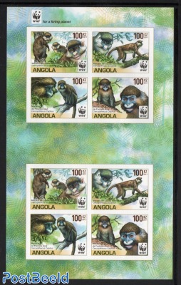 WWF, Macaco 8v m/s Imperforated