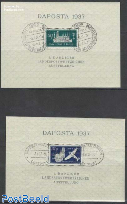 Daposta 1937, two used blocks, Daposta cancellation