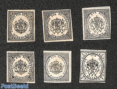 6x Commission für retourbriefe stamps, different places