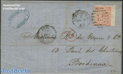 Folding letter from London to Bordeaux