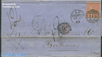 Folding letter from Liverpool to Bordeaux
