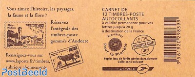 Timbres d'Andorre, Booklet 12x Lettre Prioritaire