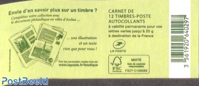 Envie d'en savoir plus sur un timbre?, Booklet with 12x vert s-a