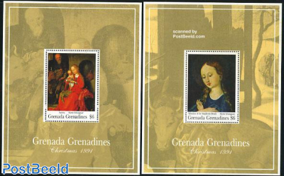 Christmas, Schongauer paintings 2 s/s