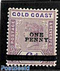 ONE PENNY on 6d, Stamp out of set