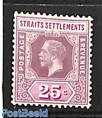 Straits Settlements, 25c, WM multiple CA, stamp out of set