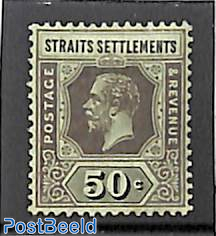 Straits Settlements, 50c, Die II, Stamp out of set