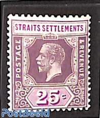 Straits settlements, 25c, Die II, Stamp out of set