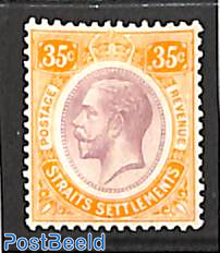 Straits Settlements, 35c, yellow orange, stamp out of set