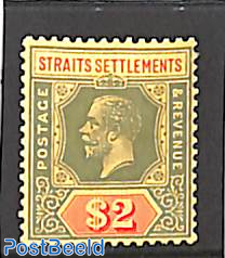 Straits settlements, $2, Stamp out of set